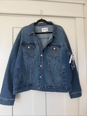 NWT XXL Seven7 Relaxed Blue Denim Trucker Jacket